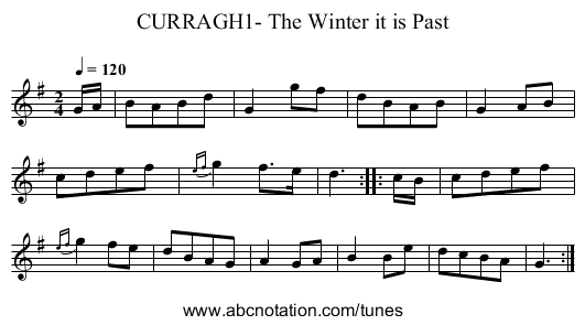 CURRAGH1- The Winter it is Past - staff notation
