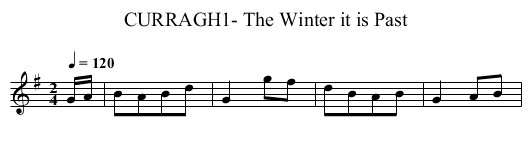 CURRAGH1- The Winter it is Past - staff notation