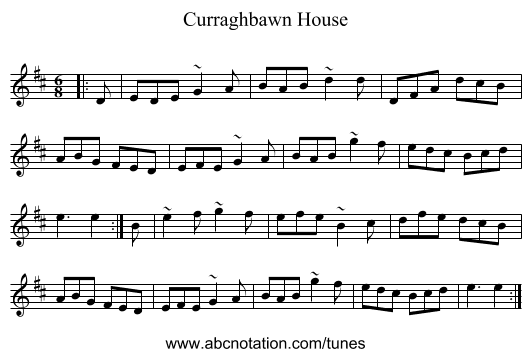 Curraghbawn House - staff notation