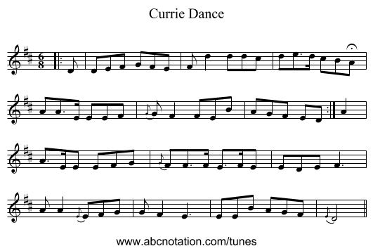 Currie Dance - staff notation