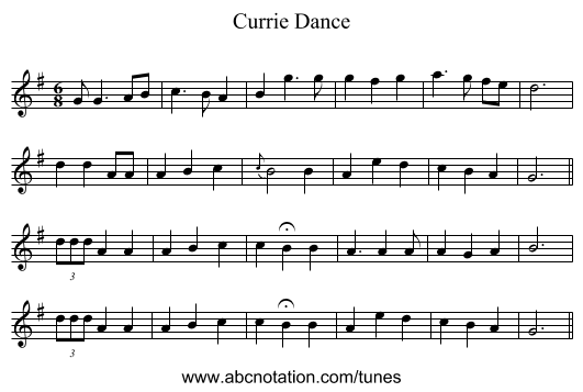 Currie Dance - staff notation