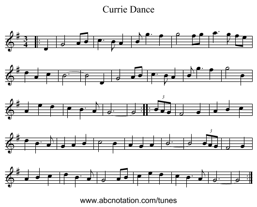 Currie Dance - staff notation