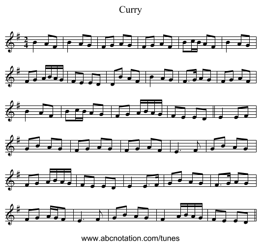 Curry - staff notation
