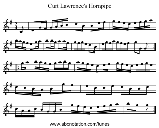 Curt Lawrence's Hornpipe - staff notation