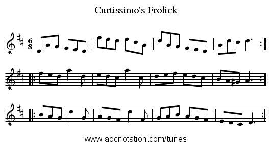 Curtissimo's Frolick - staff notation
