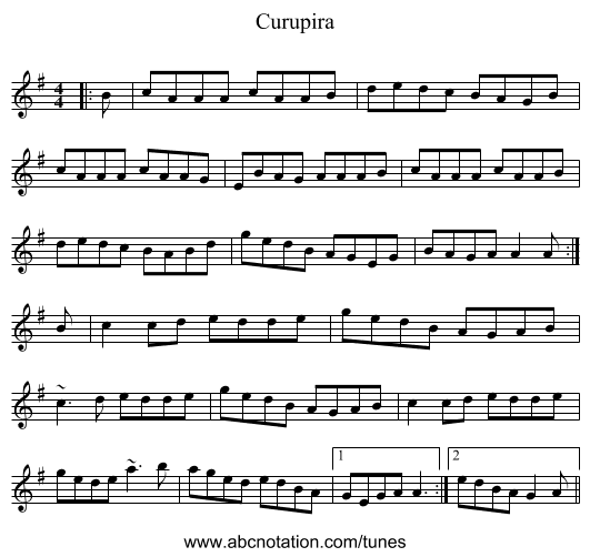 Curupira - staff notation