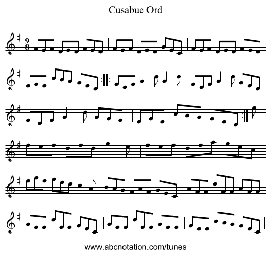 Cusabue Ord - staff notation