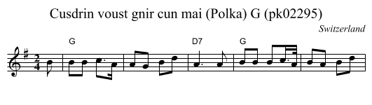Cusdrin voust gnir cun mai (Polka) G (pk02295) - staff notation