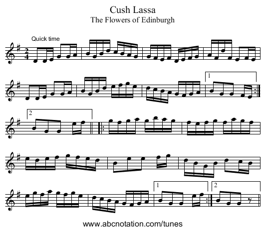 Cush Lassa - staff notation