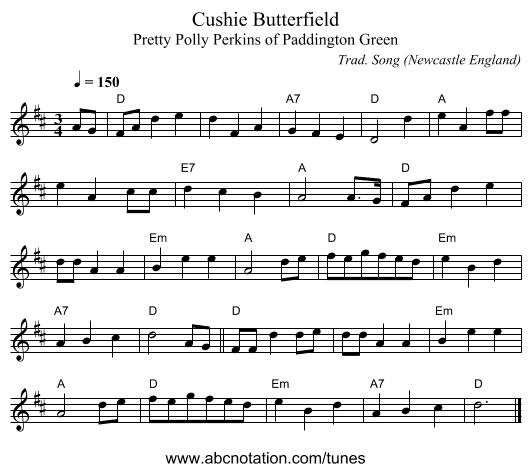 Cushie Butterfield - staff notation