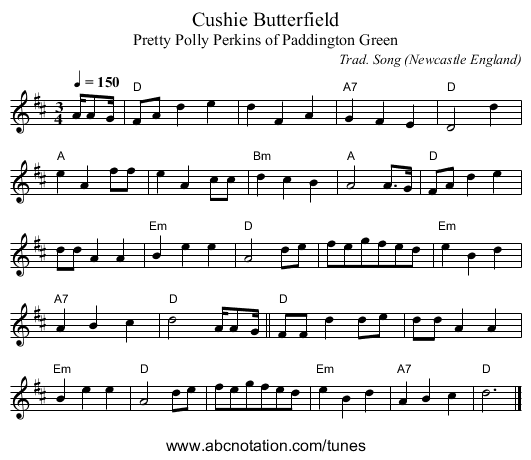Cushie Butterfield - staff notation