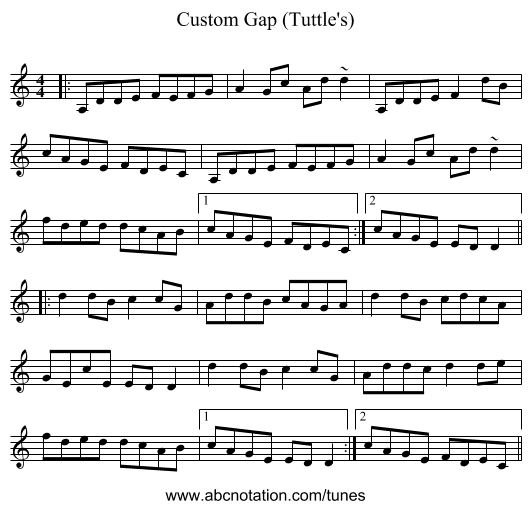 Custom Gap (Tuttle's) - staff notation