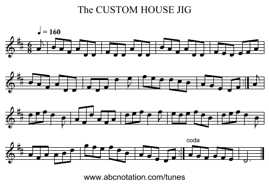 CUSTOM HOUSE JIG, The - staff notation