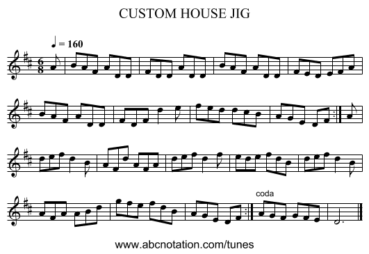 CUSTOM HOUSE JIG - staff notation