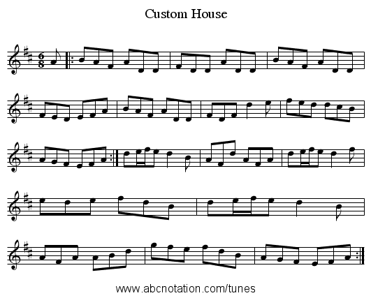 Custom House - staff notation