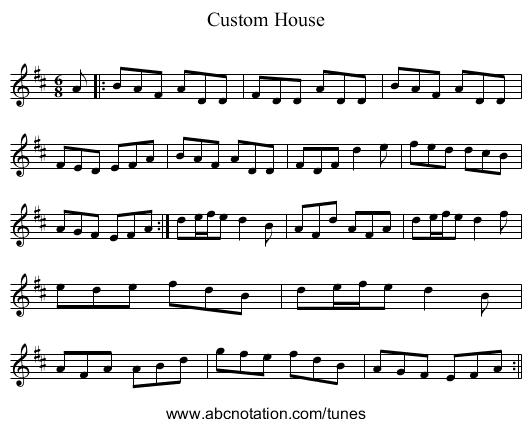 Custom House - staff notation