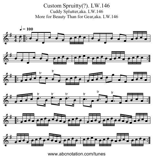 Custom Spruitty(?). LW.146 - staff notation