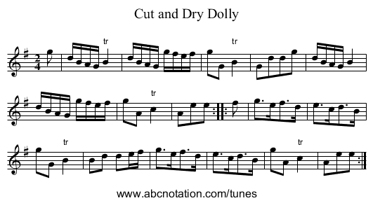 Cut and Dry Dolly - staff notation