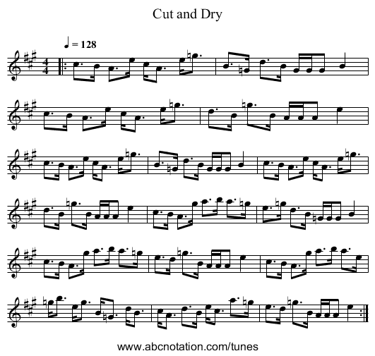 Cut and Dry - staff notation