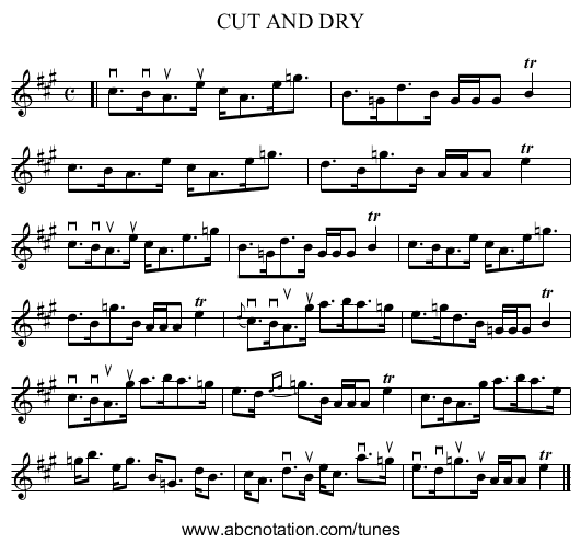 CUT AND DRY - staff notation