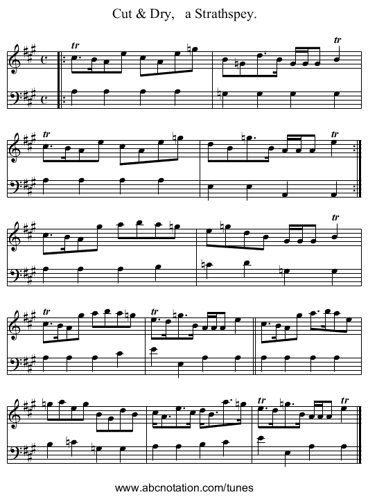 Cut & Dry, a Strathspey. - staff notation