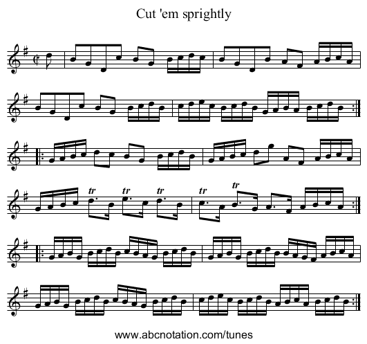 Cut 'em sprightly - staff notation