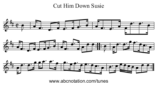 Cut Him Down Susie - staff notation