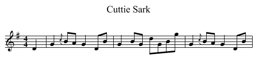 Cuttie Sark - staff notation