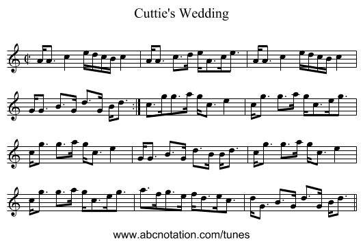 Cuttie's Wedding - staff notation