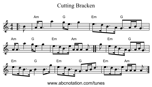 Cutting Bracken - staff notation