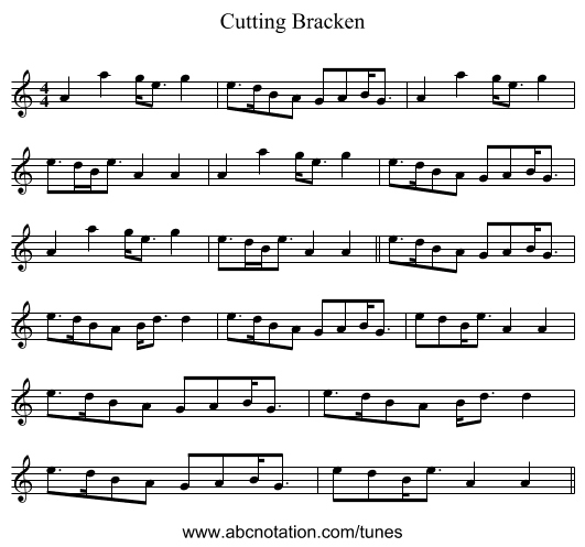 Cutting Bracken - staff notation