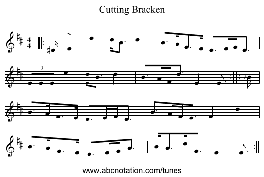Cutting Bracken - staff notation