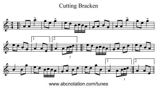 Cutting Bracken - staff notation