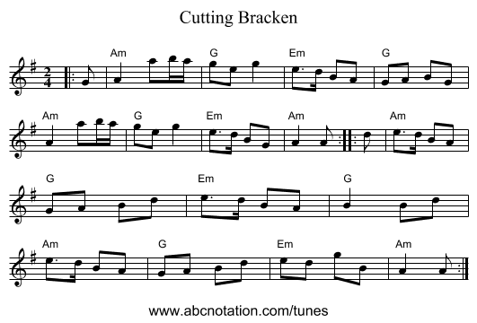 Cutting Bracken - staff notation