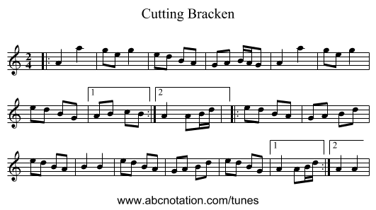 Cutting Bracken - staff notation