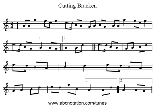 Cutting Bracken - staff notation
