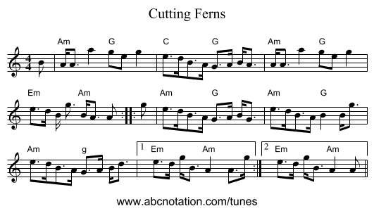 Cutting Ferns - staff notation