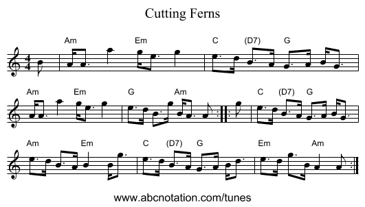 Cutting Ferns - staff notation
