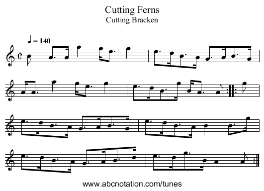 Cutting Ferns - staff notation