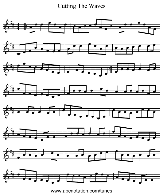 Cutting The Waves - staff notation
