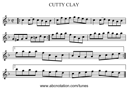 CUTTY CLAY - staff notation