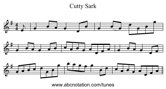 Cutty Sark - staff notation