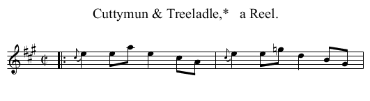 Cuttymun & Treeladle,*   a Reel. - staff notation