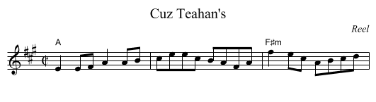 Cuz Teahan's - staff notation
