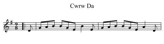 Cwrw Da - staff notation