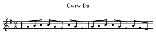 Cwrw Da - staff notation