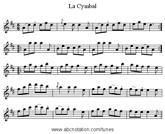 Cymbal, La - staff notation