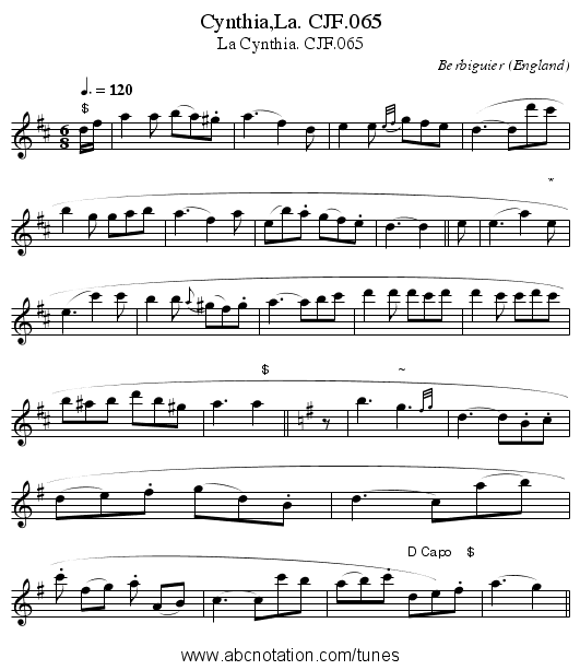 Cynthia,La. CJF.065 - staff notation