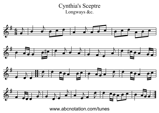Cynthia's Sceptre - staff notation