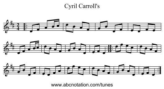 Cyril Carroll's - staff notation